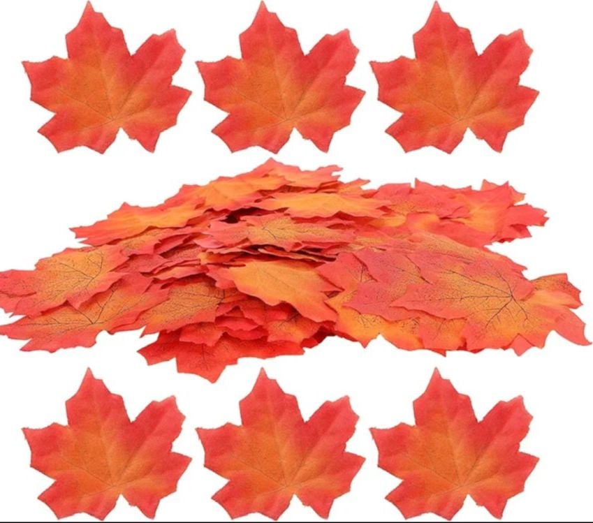 Picture of 30 Pcs/lot Artificial Silk Leaves Vivid Leaf for Photography Photo Studio Background DIY Craft Decoration Orange 