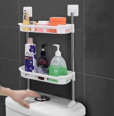 Picture of No Drilling Above Toilet Storage Shelves with Adhesive for Small Bathroom Over Toilet Organizer Add Space Sort and Storage Bathroom Supplies Multicolor 
