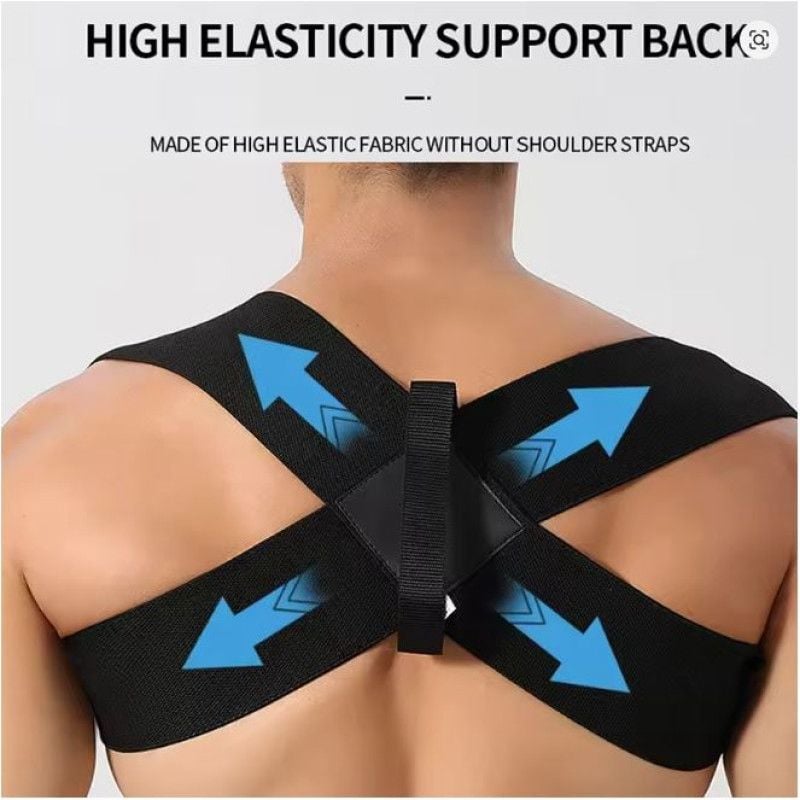 Picture of 1Pc Posture Neck and Shoulder Corrector Posture Corrector,Adjustable Upper Posture Support Breathable Shoulder Back Straightener Black Int:M