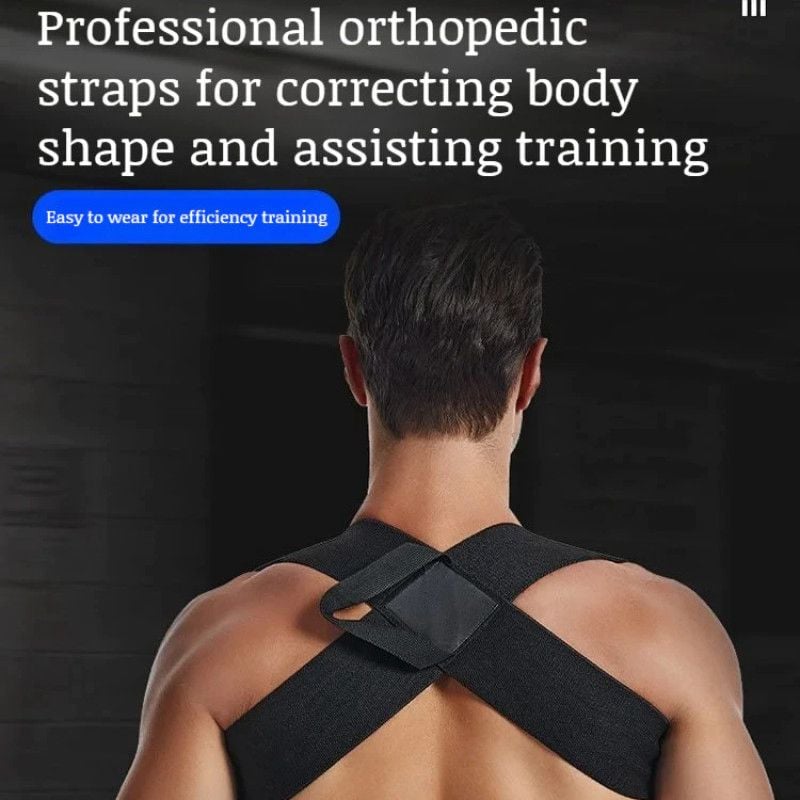 Picture of 1Pc Posture Neck and Shoulder Corrector Posture Corrector,Adjustable Upper Posture Support Breathable Shoulder Back Straightener Black Int:M