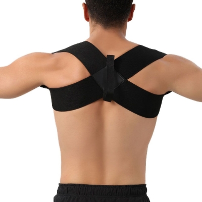 Picture of 1Pc Posture Neck and Shoulder Corrector Posture Corrector,Adjustable Upper Posture Support Breathable Shoulder Back Straightener Black Int:M