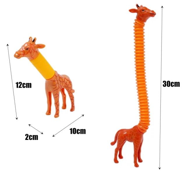 Picture of 2 Pcs Animal Pop tube Toy Giraffe Toy that can be expanded as desired. For children aged 3 to 5 years Multicolor 