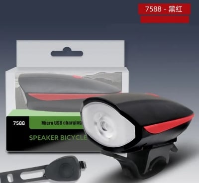 Picture of Bicycle Horn Light USB Charging Front light With Bell Smart Outdoor Riding Equipment Mountain Bike Horn Front Black 