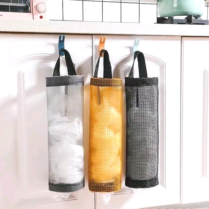 Picture of Plastic Bag Dispenser Grocery Bag Holder Wall Mount Organizer Dual Openings Easy Storage Access Multicolor 