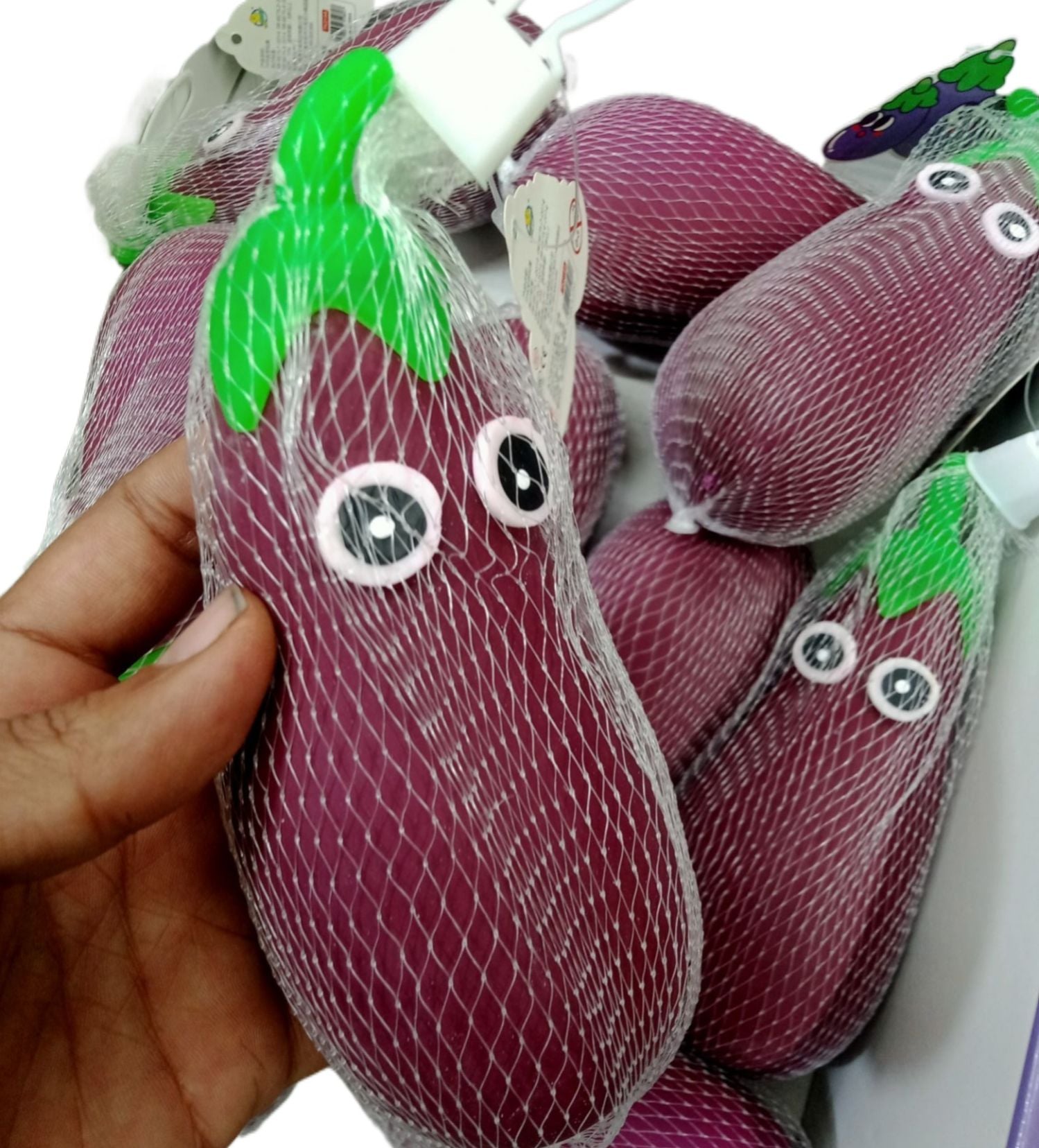 Picture of 1 PCS Toys Eggplant Stress Toy Soft Stress Ball Kids Sand Filled Toys Simulation Eggplant Models Rubber Toy for Kids Adults Party Supply  