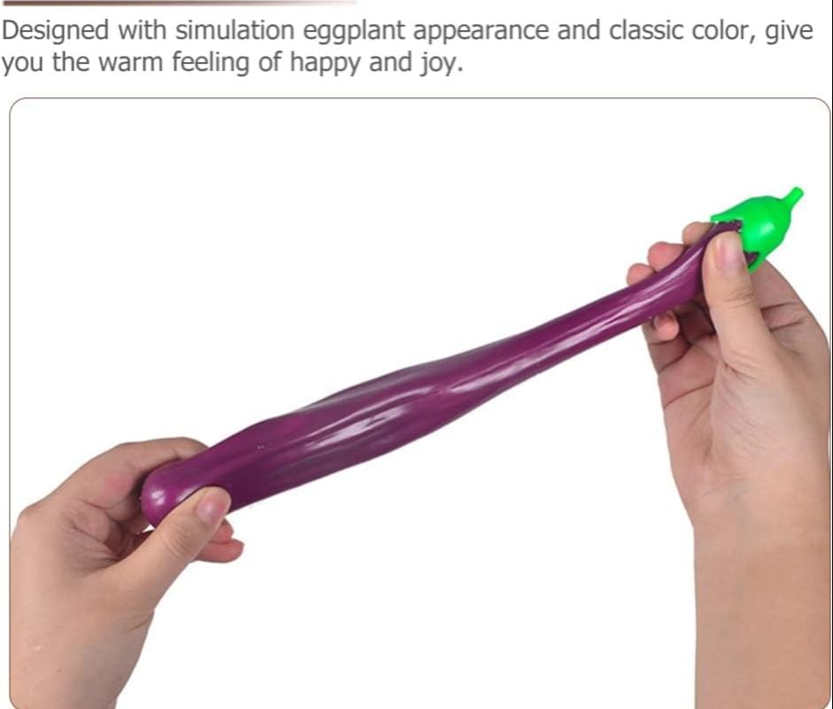 Picture of 1 PCS Toys Eggplant Stress Toy Soft Stress Ball Kids Sand Filled Toys Simulation Eggplant Models Rubber Toy for Kids Adults Party Supply  