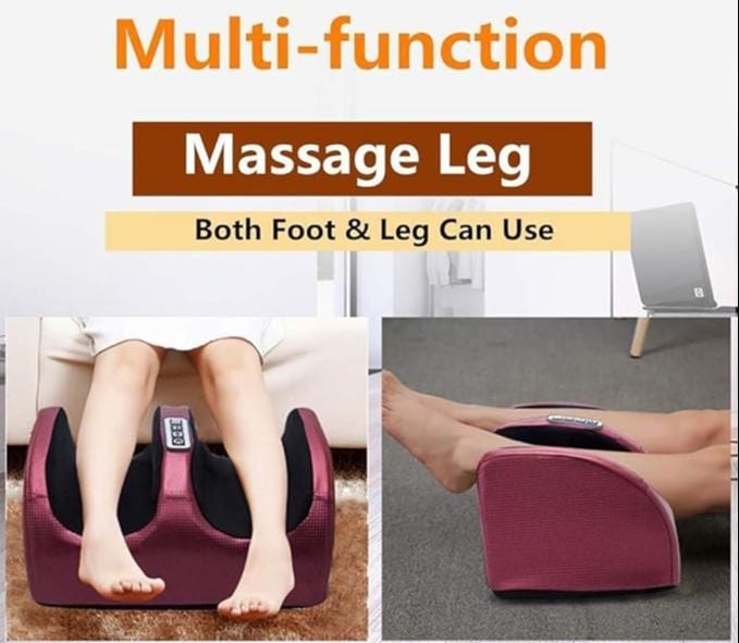 Picture of Electric Foot Massager Kneading Deep Tissue Relax Heated Roll Legs Feet Relief Fatigue Foot Massage Machine Red 