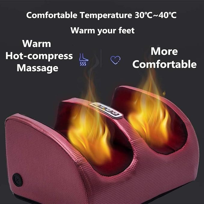 Picture of Electric Foot Massager Kneading Deep Tissue Relax Heated Roll Legs Feet Relief Fatigue Foot Massage Machine Red 