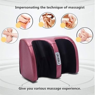 Picture of Electric Foot Massager Kneading Deep Tissue Relax Heated Roll Legs Feet Relief Fatigue Foot Massage Machine Red 