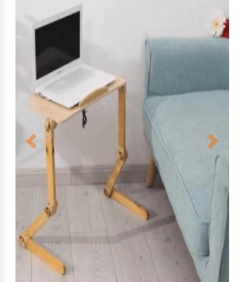 Picture of Laptop Table with Adjustable Stand, Aluminum Tray, and Built-In Cooling Fans Brown 