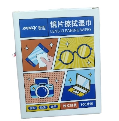 Picture of 100 Pcs Lens Cleaning Wipes | Disposable Glasses Cleaner Tissue for Eyeglasses, Sunglasses, Camera Lens, Mobile Phone Screen, Laptop & Computer Monitor | Streak-Free Cleaning Tissue Multicolor 