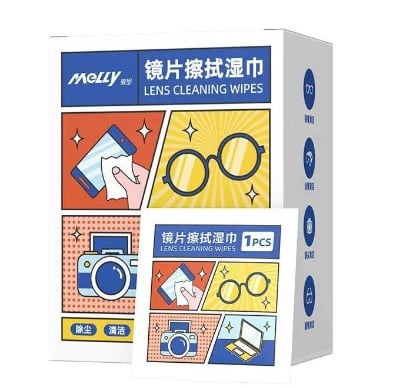 Picture of 100 Pcs Lens Cleaning Wipes | Disposable Glasses Cleaner Tissue for Eyeglasses, Sunglasses, Camera Lens, Mobile Phone Screen, Laptop & Computer Monitor | Streak-Free Cleaning Tissue Multicolor 
