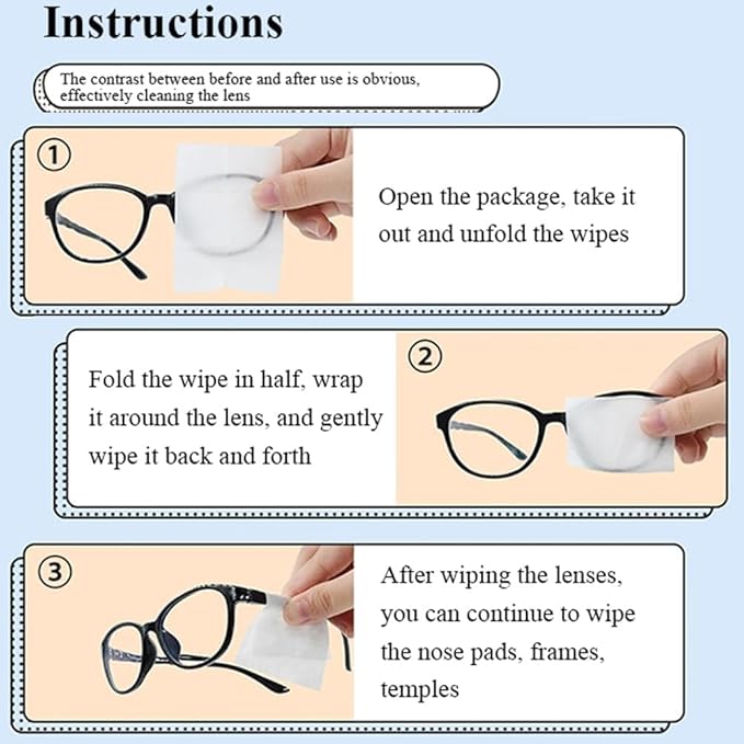 Picture of 100 Pcs Lens Cleaning Wipes | Disposable Glasses Cleaner Tissue for Eyeglasses, Sunglasses, Camera Lens, Mobile Phone Screen, Laptop & Computer Monitor | Streak-Free Cleaning Tissue Multicolor 