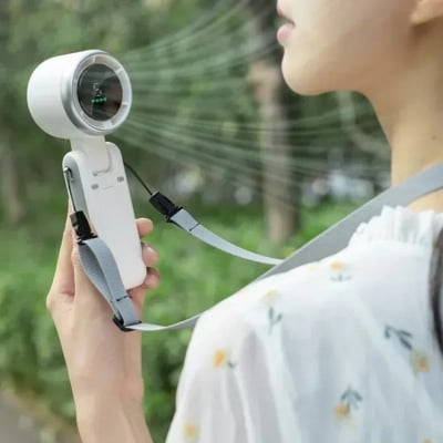 Picture of Portable Handheld Mini Turbo Fan Foldable Cooling Fan with 5 Gear Wind Rechargeable Desk/Neck Fan for Travel Camping Working  