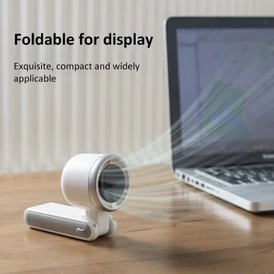 Picture of Portable Handheld Mini Turbo Fan Foldable Cooling Fan with 5 Gear Wind Rechargeable Desk/Neck Fan for Travel Camping Working  