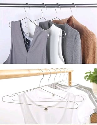 Picture of 6 PCS Metal Coat Clothes Hangers Stainless Steel Heavy Duty Space Saving Hanger- Stainless Steel Clothes Hangers for Blouse Dress Shirt Jacket Trousers Silver 
