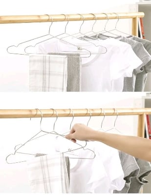 Picture of 6 PCS Metal Coat Clothes Hangers Stainless Steel Heavy Duty Space Saving Hanger- Stainless Steel Clothes Hangers for Blouse Dress Shirt Jacket Trousers Silver 