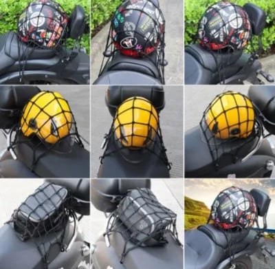 Picture of Universal Cargo Net Motorbike Helmet Mesh Storage Motorcycle Helmet-Black