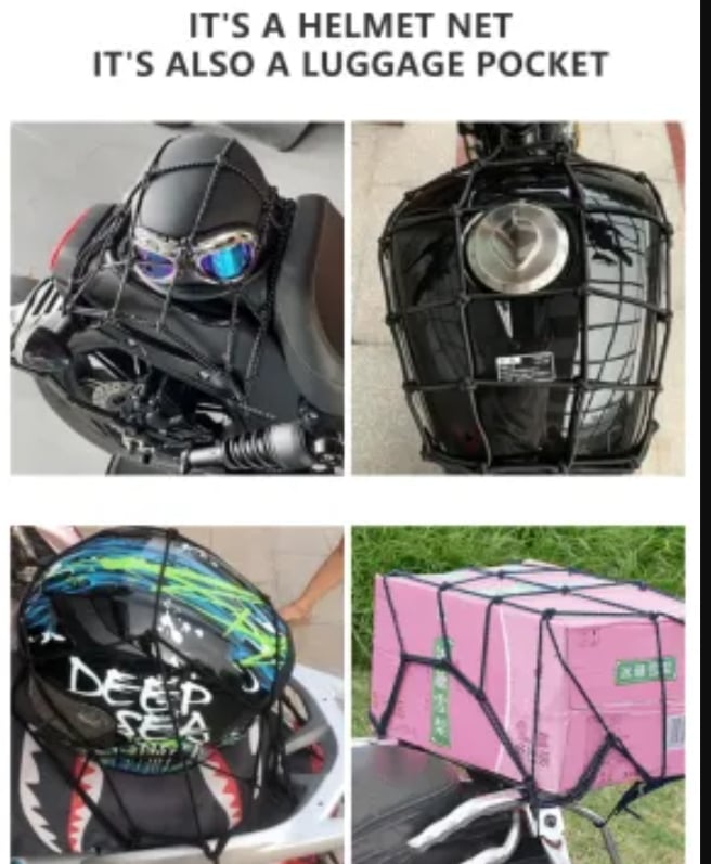 Picture of Universal Cargo Net Motorbike Helmet Mesh Storage Motorcycle Helmet-Black