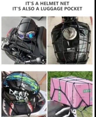 Picture of Universal Cargo Net Motorbike Helmet Mesh Storage Motorcycle Helmet-Black