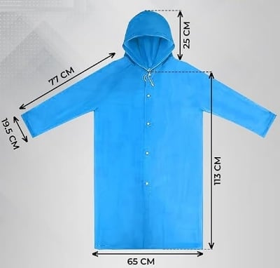Picture of Waterproof Rain Coat for Men and Women, Hooded Raincoat with Pockets, Lightweight and Durable, Water Proof Reusable Raincoat with Hoodie for Adult, Unisex Blue 18years+