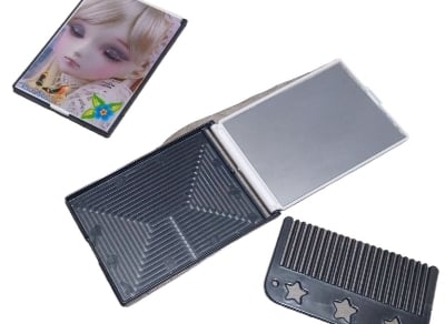 Picture of Travel Makeup mirror with comb Easy to carry anywhere, Built-in Mirror – Quick touch-ups anytime Multicolor 