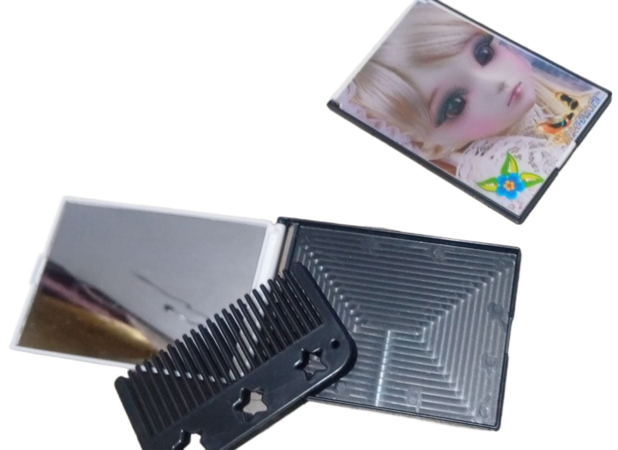 Picture of Travel Makeup mirror with comb Easy to carry anywhere, Built-in Mirror – Quick touch-ups anytime Multicolor 
