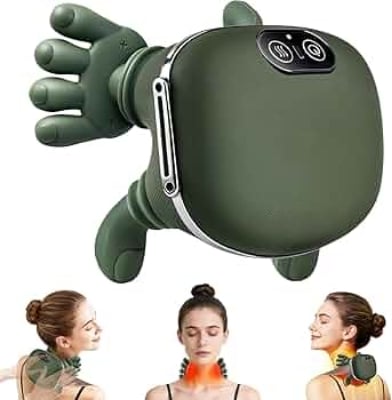 Picture of Bionic Heated Massager,Wireless Portable Shiatsu Neck and Back Massager,Electric Deep Tissue 4D Kneading Massage With 2 Intensity Levels and  Shoulder Neck Massager for Pain Relief | Deep Tissue Kneading with Dual-Zone Heat & 2-Speed Temperature Control Green 
