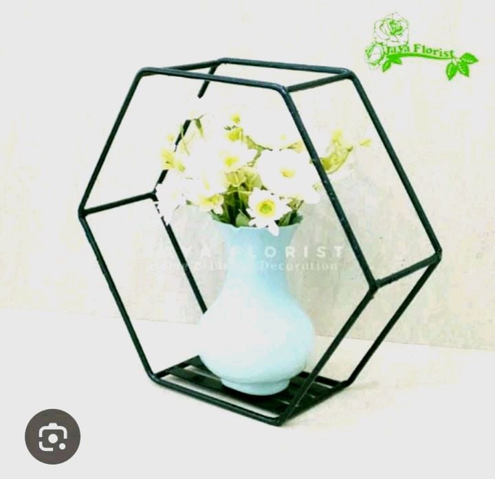 Picture of iron Wall Shelf Decoration Wall-Mounted Hexagonal Iron Stand Storage Shelves TV Background Black 