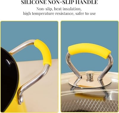 Picture of Deep Fryer with Basket of Stainless Steel, Lid with View Window, 3 Liters, Kitchen Multi-Cooker Yellow 
