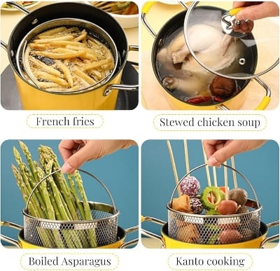 Picture of Deep Fryer with Basket of Stainless Steel, Lid with View Window, 3 Liters, Kitchen Multi-Cooker Yellow 