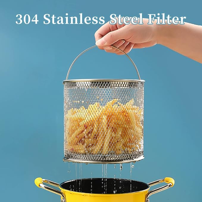 Picture of Deep Fryer with Basket of Stainless Steel, Lid with View Window, 3 Liters, Kitchen Multi-Cooker Yellow 
