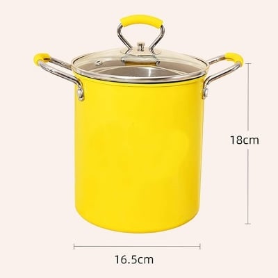 Picture of Deep Fryer with Basket of Stainless Steel, Lid with View Window, 3 Liters, Kitchen Multi-Cooker Yellow 