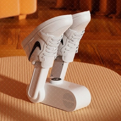 Picture of Fast Shoes Dryer Portable Electric Shoe Heater Sterilizer Sports Shoe Socks Clothes Dryer Dehumdifier Electric Boot Dryer, Portable Shoe Warmer with Ozone Deodorizer, Timer, for Work Boots, Quick Drying Shoes for Adults and Children, White 