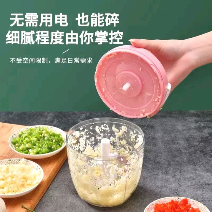 Picture of Manual chopper blender food processor slicer safe free durable household kitchen Pink 