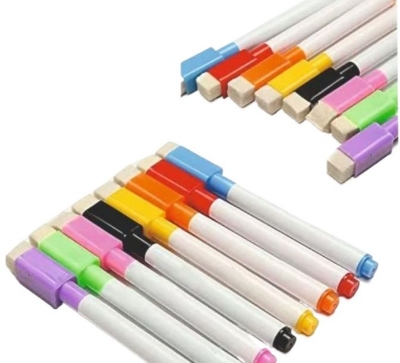 Picture of Erasable Whiteboard Marker Pen 6 Pcs Magnetic Low Odour Slate Pen Erasable Marker for Home, School or Office (6 Colours) Whiteboard Pen Wall Board Marking Supplies Tool Gagdet for Adults Children Handmade Markers Present Multicolor 