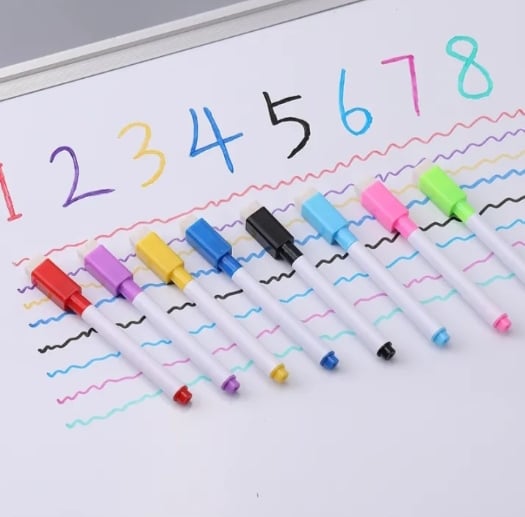 Picture of Erasable Whiteboard Marker Pen 6 Pcs Magnetic Low Odour Slate Pen Erasable Marker for Home, School or Office (6 Colours) Whiteboard Pen Wall Board Marking Supplies Tool Gagdet for Adults Children Handmade Markers Present Multicolor 
