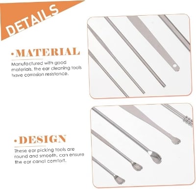 Picture of 6sets Earwax Removal Supplies Kit Includes Spoon Picker Massager and Storage Bag for Easy Cleaning The Go  