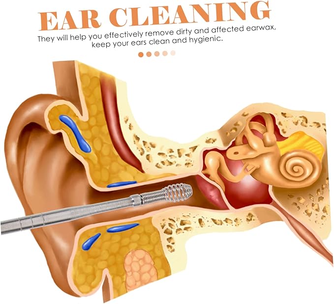 Picture of 6sets Earwax Removal Supplies Kit Includes Spoon Picker Massager and Storage Bag for Easy Cleaning The Go  