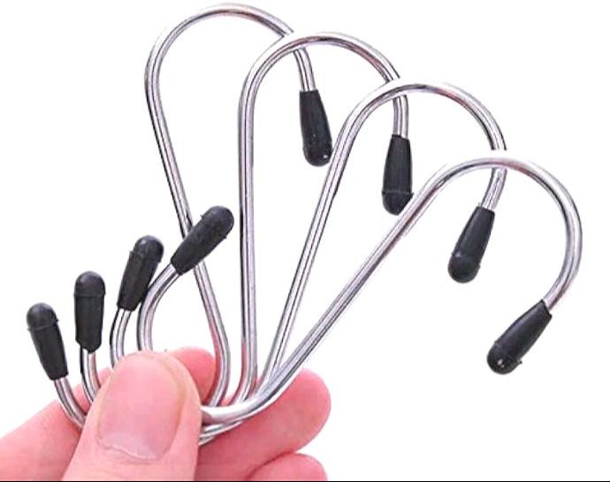 Picture of S Hook 4 Pcs for Kitchen and Tools Hanging Hook Magnetic Stainless Steel Hanger for Home Office Kitchen Bathroom(4-5)inch Silver 