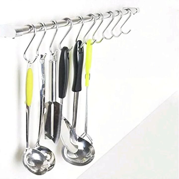 Picture of S Hook 4 Pcs for Kitchen and Tools Hanging Hook Magnetic Stainless Steel Hanger for Home Office Kitchen Bathroom(4-5)inch Silver 