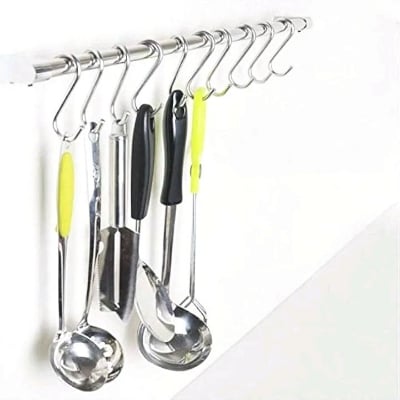 Picture of S Hook 4 Pcs for Kitchen and Tools Hanging Hook Magnetic Stainless Steel Hanger for Home Office Kitchen Bathroom(4-5)inch Silver 