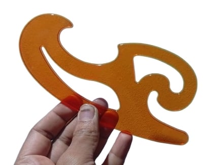 Picture of French Curve Ruler Template Set - Drafting Tool - Pack Of 3 Shape Plastic French Curve Ruler Set, ABS Material, Ideal for Fashion Designers, Tailors, Pattern Making etc Orange 