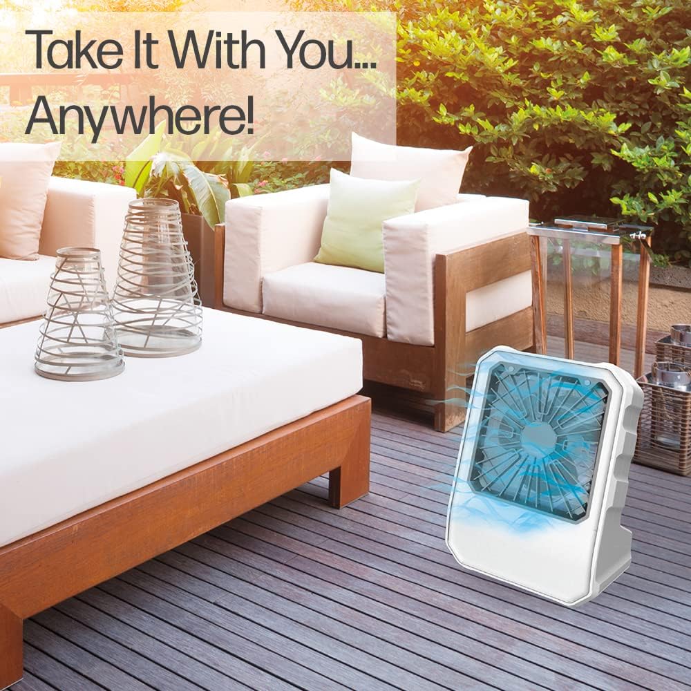 Picture of AC DC Fan Portable & Ultra Quiet Mist spray fan rechargeable dask fan White 