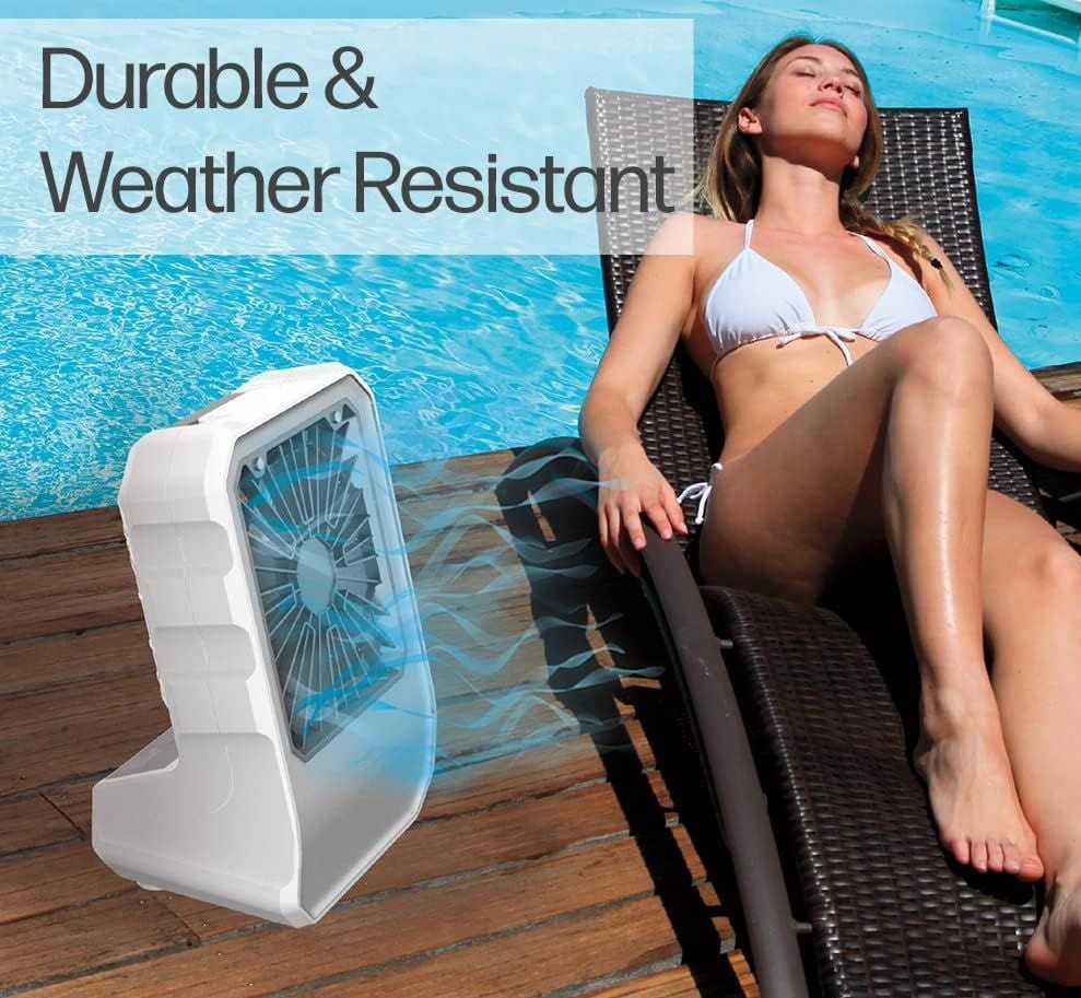 Picture of AC DC Fan Portable & Ultra Quiet Mist spray fan rechargeable dask fan White 