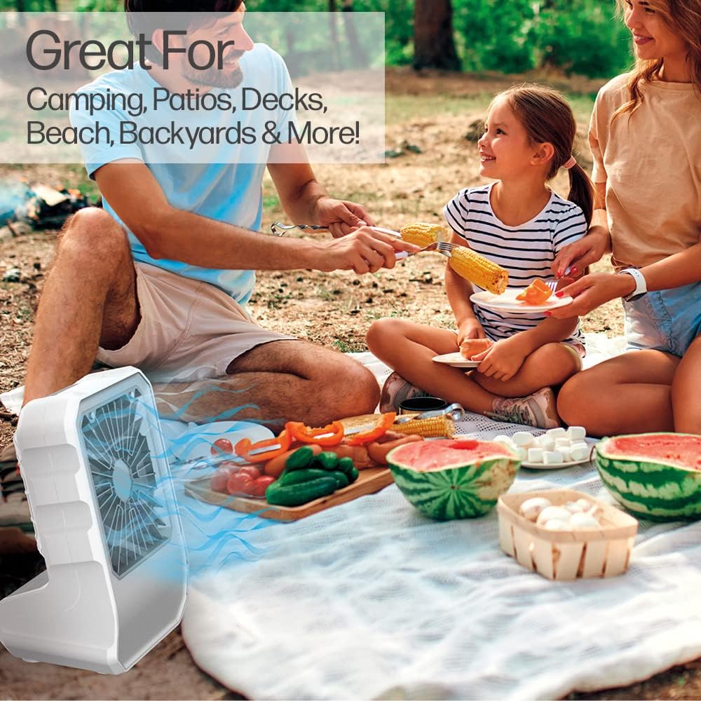 Picture of AC DC Fan Portable & Ultra Quiet Mist spray fan rechargeable dask fan White 