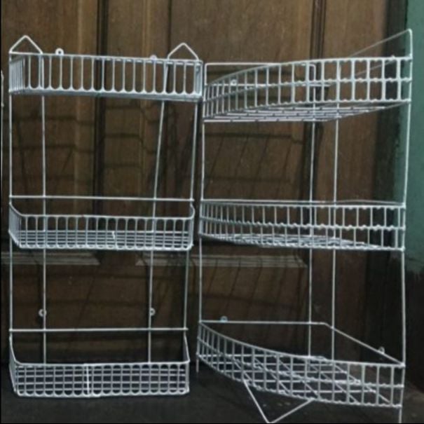 Picture of Shampoo rack Metal Storage Shelf -Set of 2 Hanging Corner Racks for Kitchen and Bathroom Organization White 