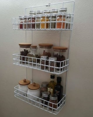 Picture of Shampoo rack Metal Storage Shelf -Set of 2 Hanging Corner Racks for Kitchen and Bathroom Organization White 