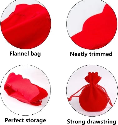 Picture of 3 pcs Small Jewelry Pouch Velvet Pouch with Drawstring Gift Bag Jewelry Pouch DIY Candy Gift Bags for Jewelry Gift Party Wedding Occasions,Portable,9x7cm Red 