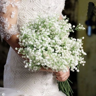 Picture of Artificial Plastic Flowers Bouquet White Gypsophila DIY Home Wedding Balcony Babysbreath Outdoor Decoration Flower white 